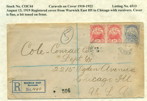 Caravels on Cover 1910-22 COC 44