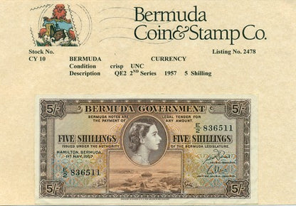 Qe2 2nd series 1957 5/- Note
