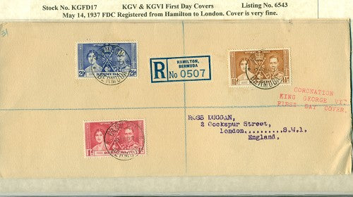 KGV & KGVI FDC Covers 5/14/1937 KG6C 17