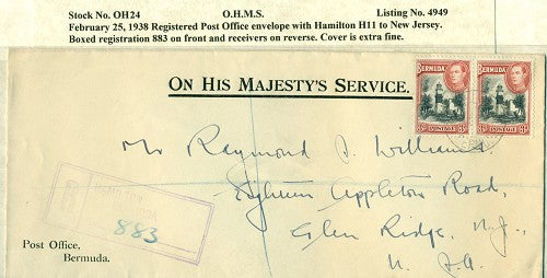 OHMS Hamilton H11- Hamilton P.O. envelope February 25, 1938