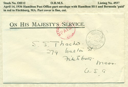 OHMS Hamilton H11- Hamilton P.O.envelope  April 14, 1936