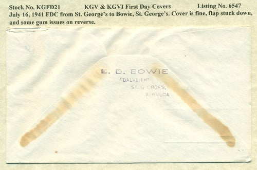 KGV & KGVI FDC Covers 7/16/1941 KG6C 21