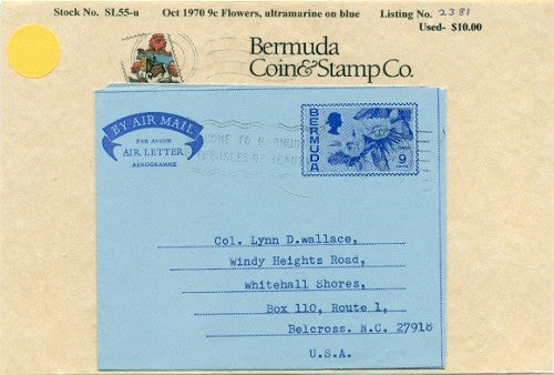 1970 Oct 9c flower ultra on blue - used