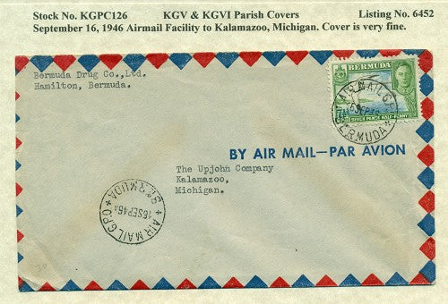 KGV & KGVI Parish Covers Airmail September 16, 1946 KGPC 126