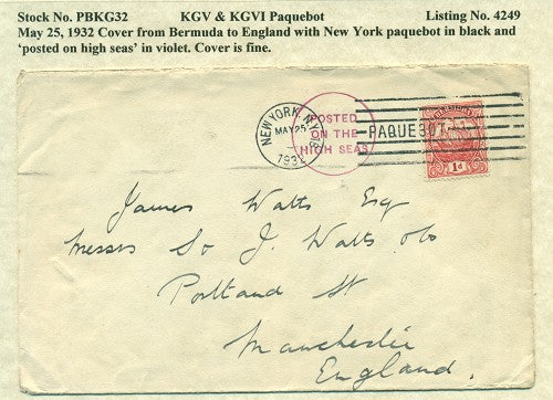 Paquebot Mail from May 25, 1932