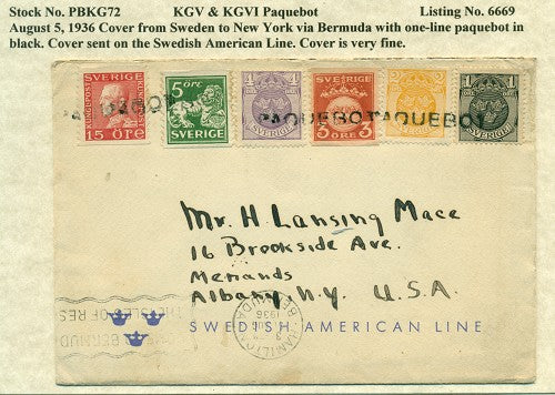 Paquebot Mail from August 5, 1936 PBM 72