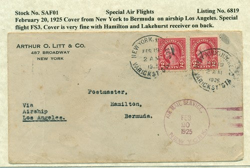 Special Air Flights February 20,1925 SAF 01
