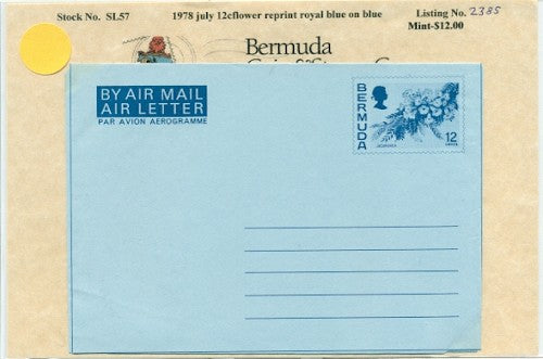 1978 July 12c flower royal blue on blue