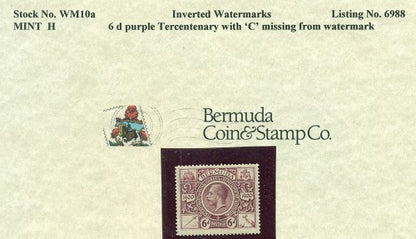 6d purple Tercentenary C Missing wm10a