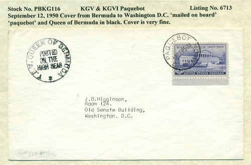 Paquebot Mail from September 12, 1950 PBM 116