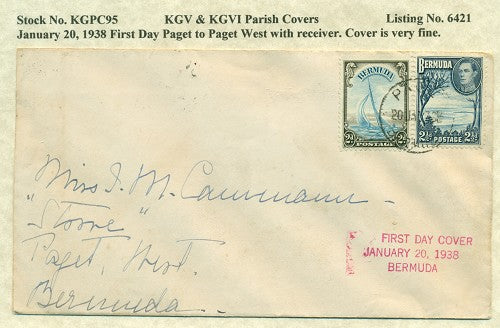 KGV & KGVI Parish Covers Paget January 20, 1938 KGPC 95