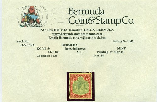 5/-  Sixth printing March 1944 -KGVI29a