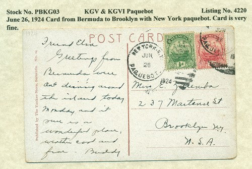 Paquebot Mail from June 26, 1924