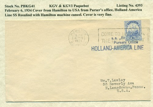 Paquebot Mail from February 6, 1934