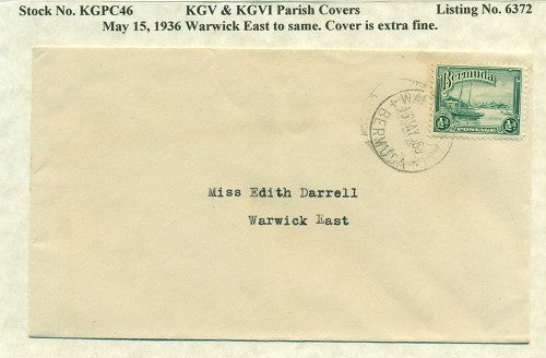 KGV & KGVI Parish Covers Warwick East May 15, 1936 KGPC 46