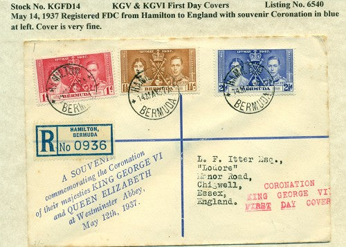 KGV & KGVI FDC Covers 5/14/1937 KG6C 14