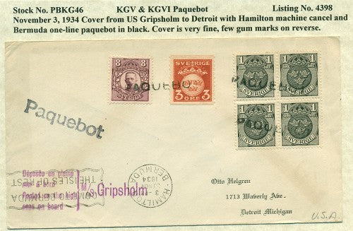 Paquebot Mail from November 3, 1934