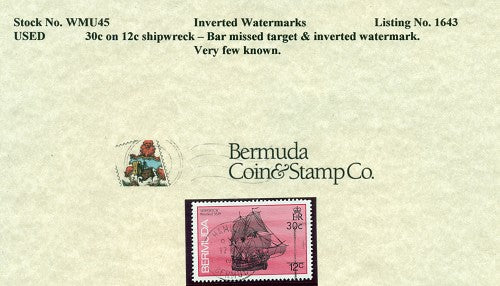 30c on 12c Shipwreck sg 615w