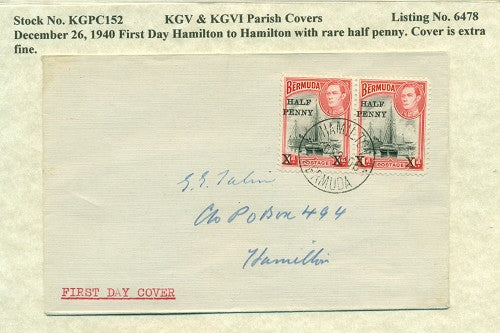 KGV & KGVI Parish Covers Hamilton December 26, 1940 KGPC 152