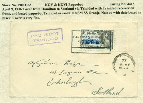 Paquebot Mail from April 9, 1936