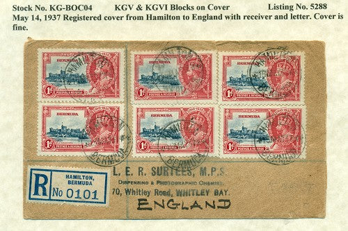 KGV & KGVI Blocks on Cover #5288