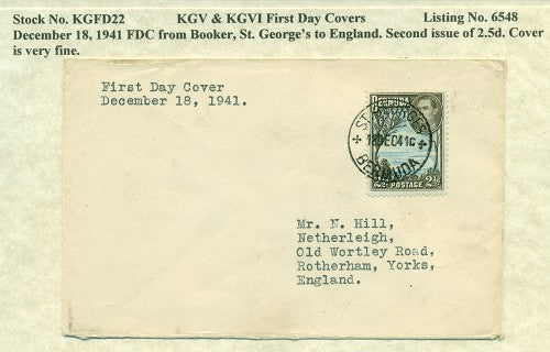 KGV & KGVI FDC Covers 12/18/1941 KG6C 22