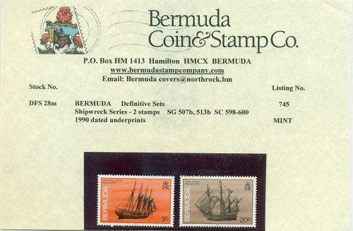 Shipwreck issue, underprints set 2 stamps,1990