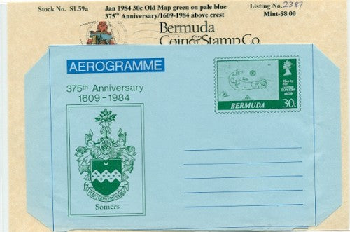 1984 Jan 30c map green on pale blue