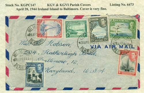 KGV & KGVI Parish Covers Ireland Island April 28, 1944 KGPC 147