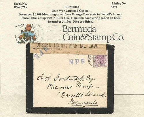 December 3, 1901 cover Orange Free State to Darrell's Island