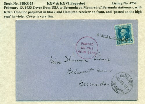 Paquebot Mail from February 13, 1933
