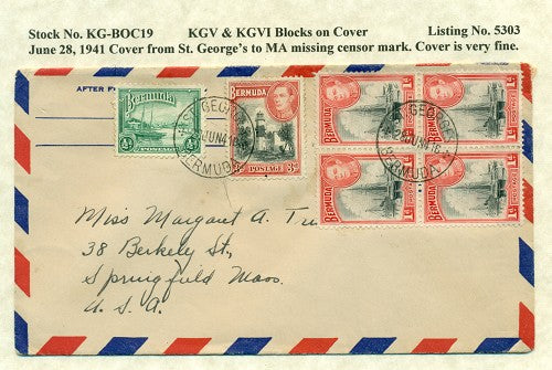 KGV & KGVI Blocks on Cover #5303