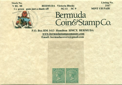 1/- green - mint pair
