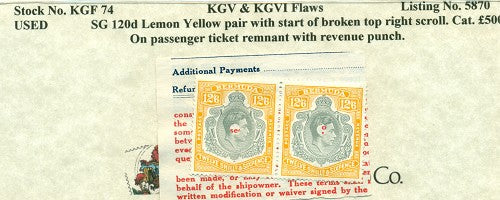KGV & KGVI Flaws, Broken scroll and revenue punch -KGF74