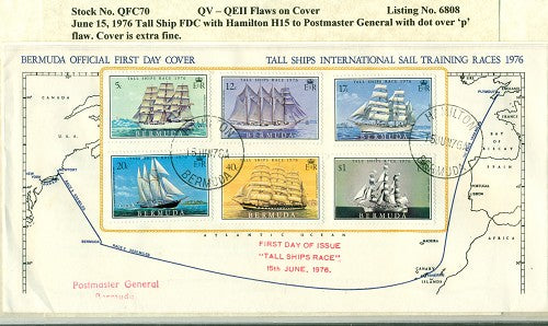 QV-QEII Flaws on Cover June 15, 1976 dot over 'p' QFC 70
