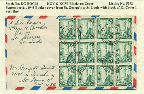 KGV & KGVI Blocks on Cover #5292