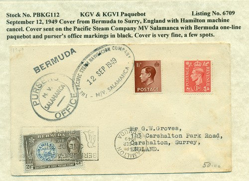 Paquebot Mail from September 12, 1949 PBM 112