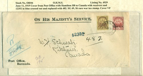 OHMS Hamilton H8- P.O. June 11, 1919
