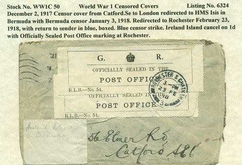 WW1 CENSOR COVER WW1C 50