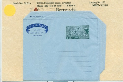 1958 6d blackish green air letter