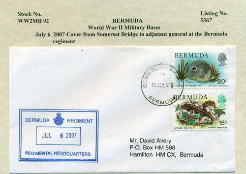 Cover from Somerset bridge to Bermuda regiment #5367