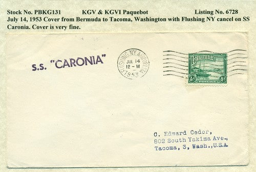 Paquebot Mail from July 14, 1953 PBM 131