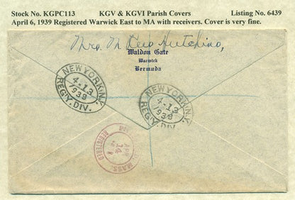 KGV & KGVI Parish Covers Warwick East April 6, 1939 KGPC 113