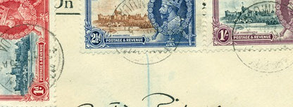 QV-QEII Flaws on Cover November 25, 1935 blue shift QFC 06