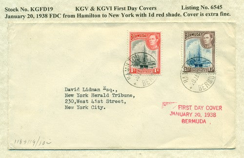 KGV & KGVI FDC Covers 1/20/1938 KG6C 19