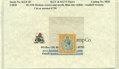 KGV & KGVI Flaws, Broken crown and scroll -KGF 30