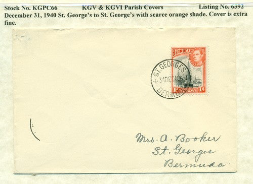 KGV & KGVI Parish Covers St. George's December 31, 1940 KGPC 66