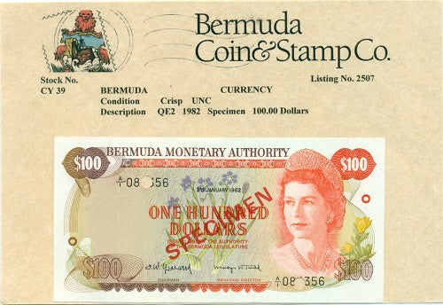 QE2   1982 $100.00 Specimen Note