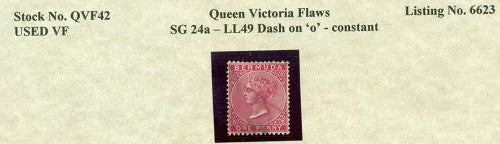 Queen Victoria Flaws Dash on 'o' SG-24a QVF 42