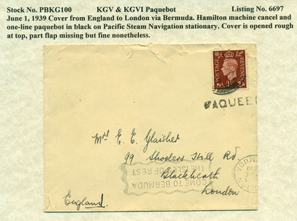 Paquebot Mail from June 1, 1939 PBM 100